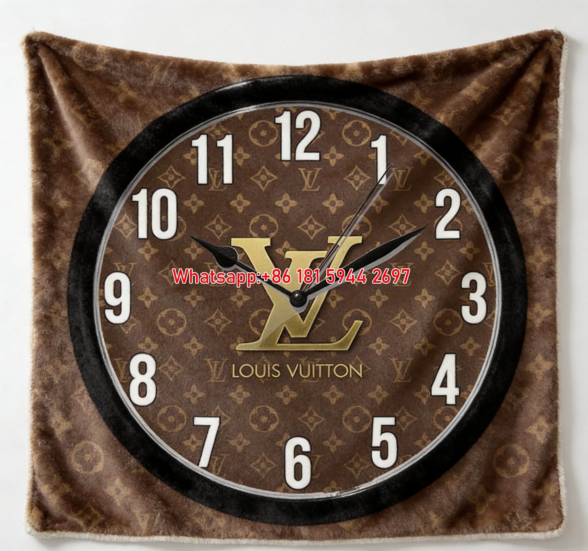 LV Monogram Clock Design Blanket Timeless LV Luxury Wall Clock Throw 012